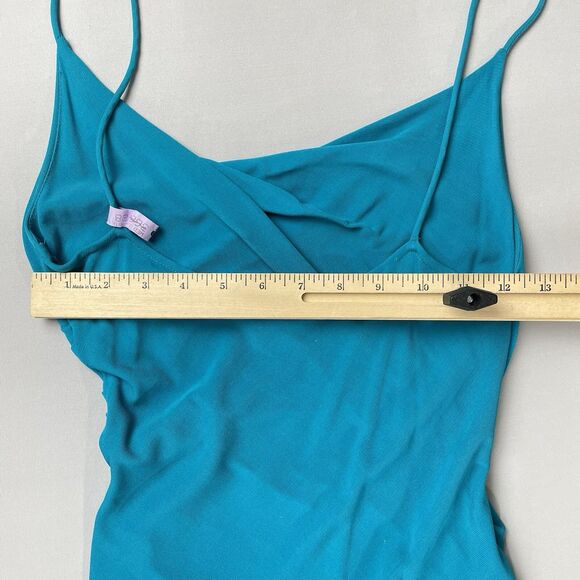 Diane Von Furstenberg Spaghetti Strap Slip Dress Women's 6 Teal Stretch Vintage - Picture 11 of 16